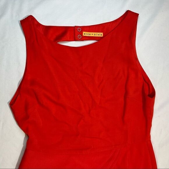 Alice + Olivia Spelling Side Peplum Dress Red 6 - Picture 2 of 11